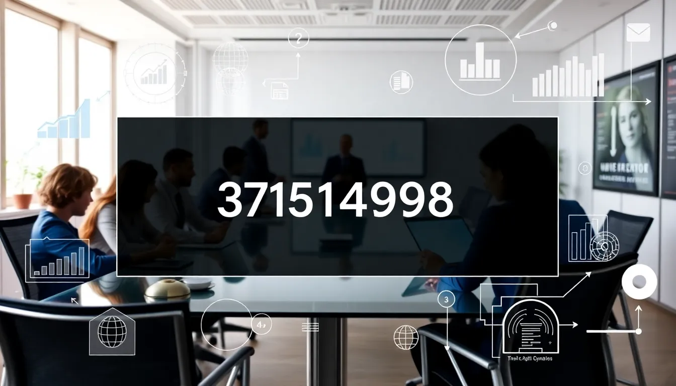 digital interface showcasing identifier 3715143986 in a modern office.
